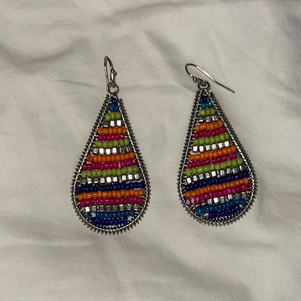 Colorful Beaded Teardrop Earrings